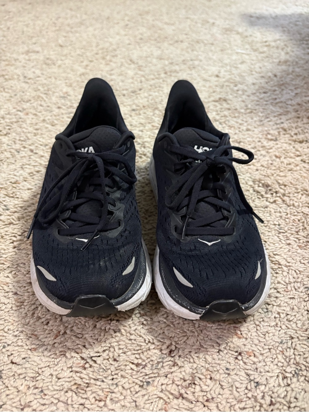 Hoka Black and White Athletic Sneakers